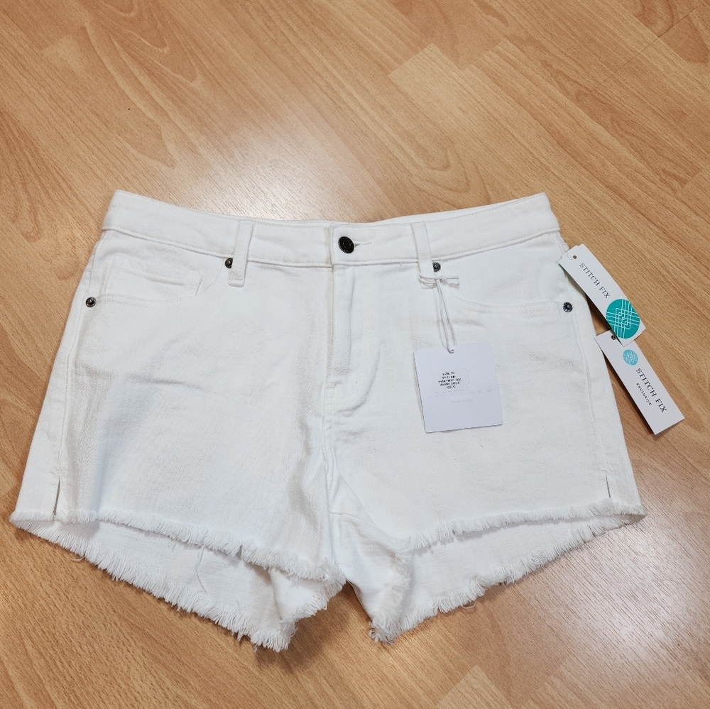 NWT Pistola Eliana Frey Hem White Jean Shorts Stretch Denim Size 30 Stitch‎ Fix